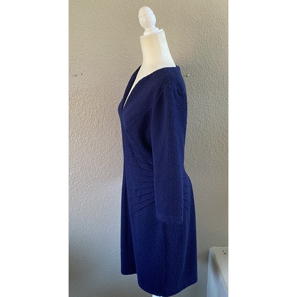 Adrianna Papell  Bodycon Sheath Dress 3/4 Sleeve Jacquard  Blue Size 10  NWT - Picture 2 of 11